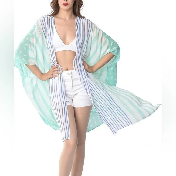 Summer Kimonos Swimsuit Coverup for Women Long Beach Kimono - Picture 1 of 4